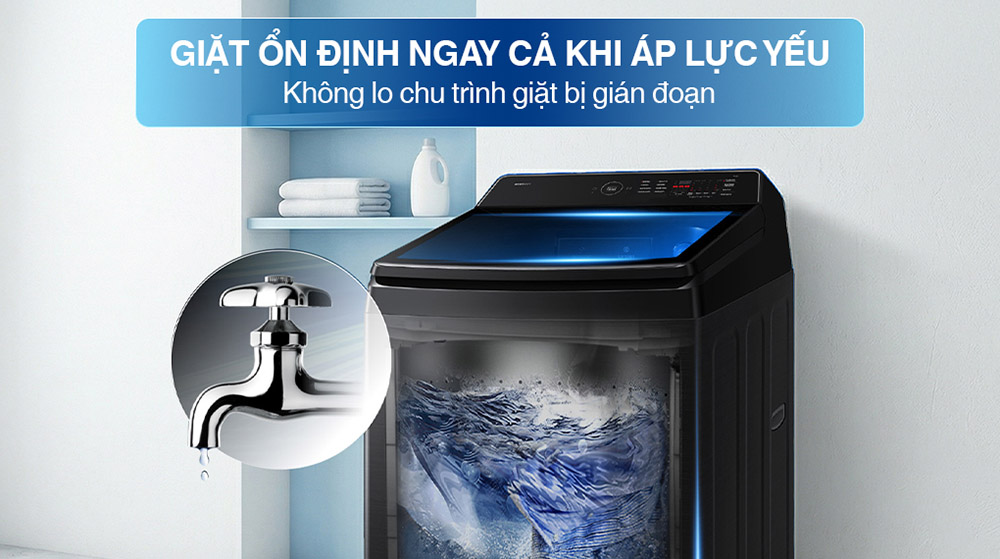 Máy giặt WA40F95E1CSV vận hành ổn định ngay cả khi áp lực nước yếu