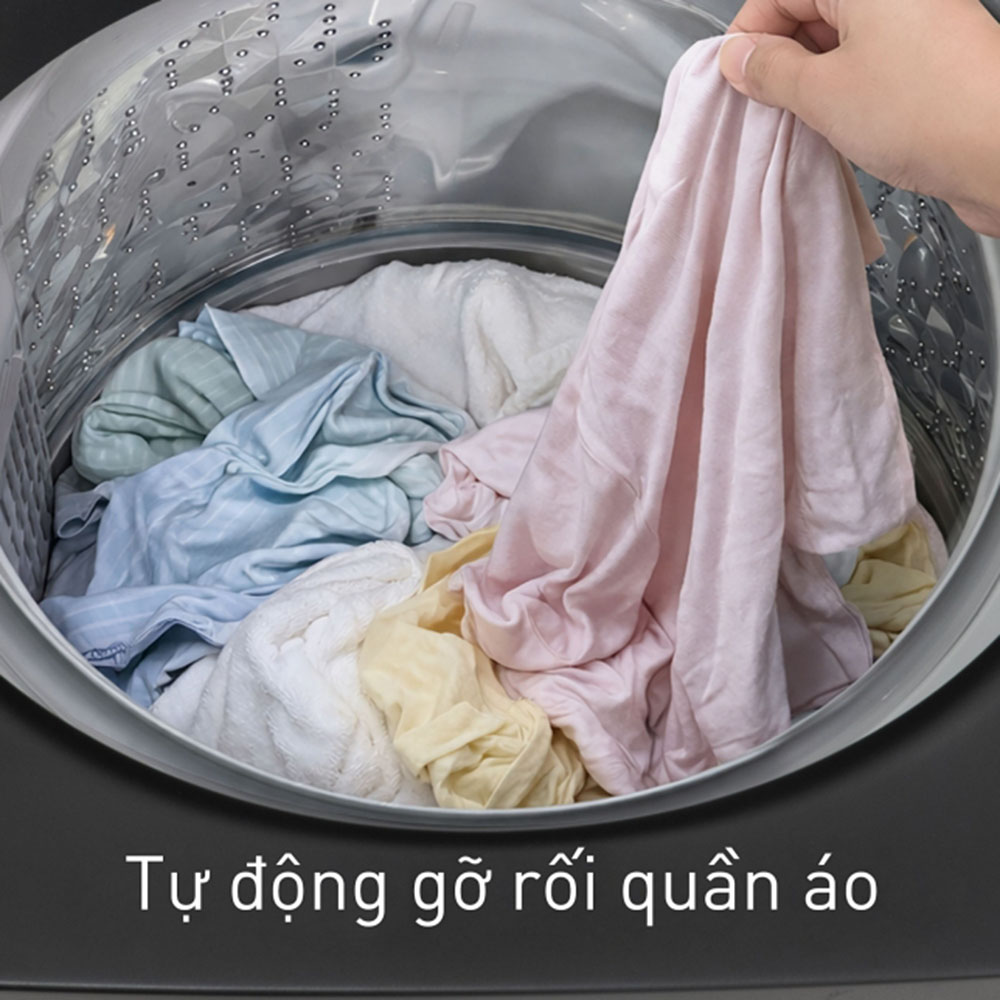 Tính năng Auto Tangle Care giúp quần áo hạn chế xoắn rối sau khi giặt