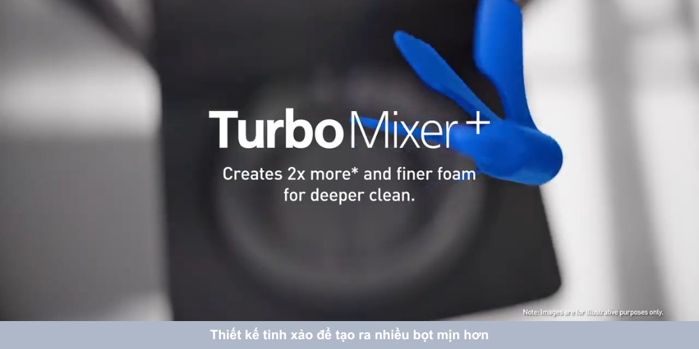 TurboMixer+ giúp đánh tan bột giặt thành bọt siêu mịn, tăng khả năng làm sạch quần áo