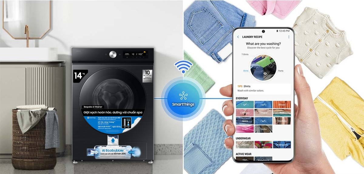 WW14BB944DGBSV điều khiển bằng smartphone