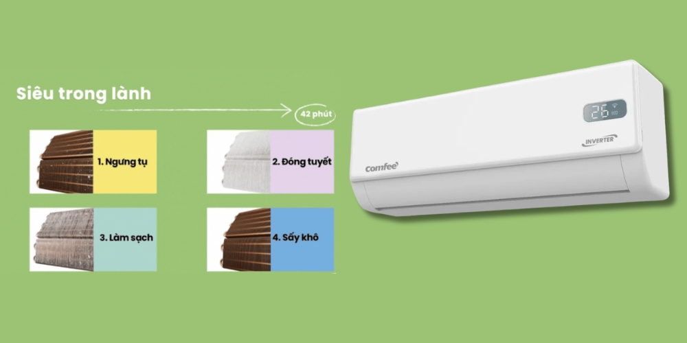 AI Frost Clean đóng băng và làm sạch dàn lạnh hiệu quả