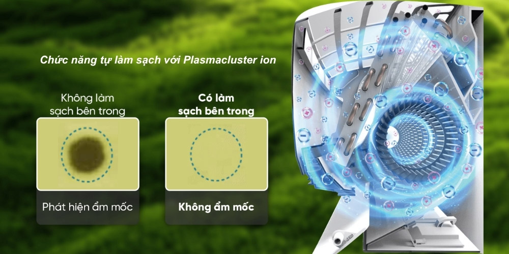 Chức năng tự làm sạch với Plasmacluster Ion hạn chế mùi và nấm mốc