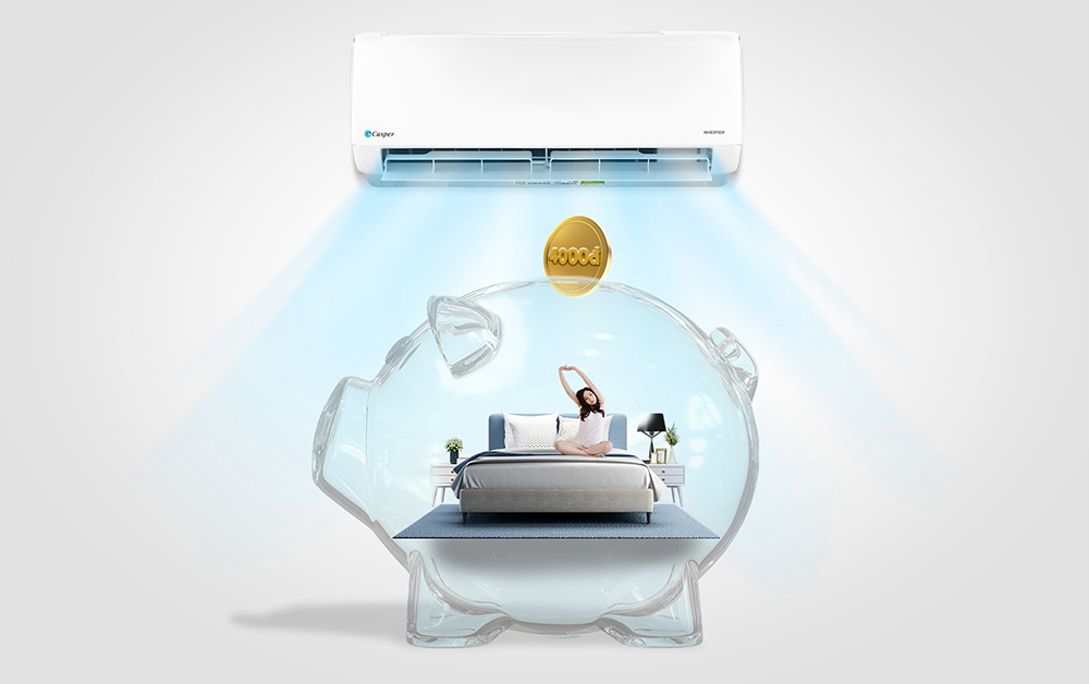 Công nghệ Inverter trên Casper JC-09IU36 giúp vận hành êm ái, giảm chi phí điện năng