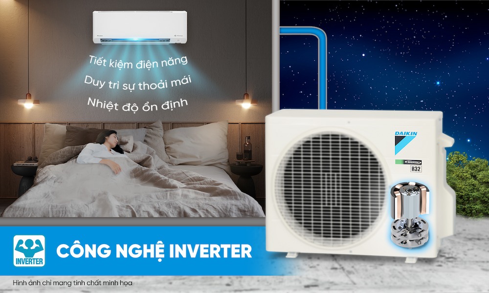 Tiết kiệm điện năng với công nghệ Inverter trên Máy Lạnh Daikin FTKM25AVMV