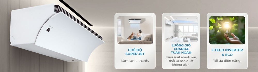 Công nghệ Super Jet làm mát nhanh trên máy lạnh Sharp Airest AH-XP13DPW