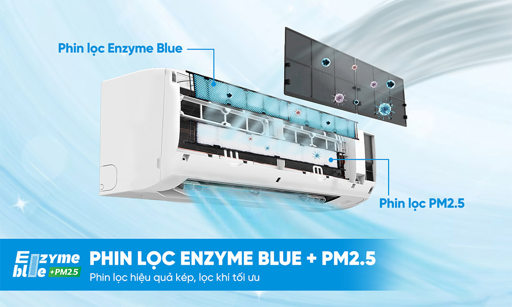 Daikin FTKM71AVMV lọc không khí với phin Enzyme Blue và PM2.5