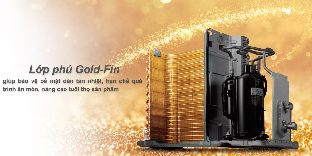 Dàn trao đổi nhiệt sử dụng ống đồng và lá nhôm phủ Gold-Fin cao cấp