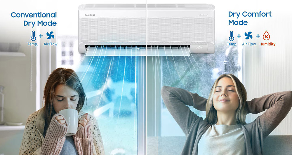 Máy Lạnh Bespoke AI AR60H10D1MW  tích hợp chức năng hút ẩm mang lại không gian dễ chịu