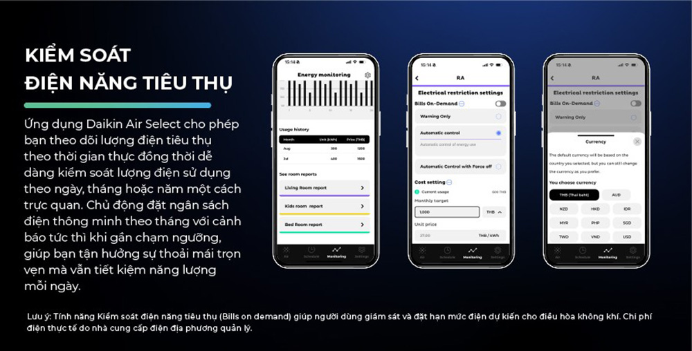 Máy Lạnh Inverter MTKC25AVMVW kết nối smartphone qua ứng dụng Daikin Air Select