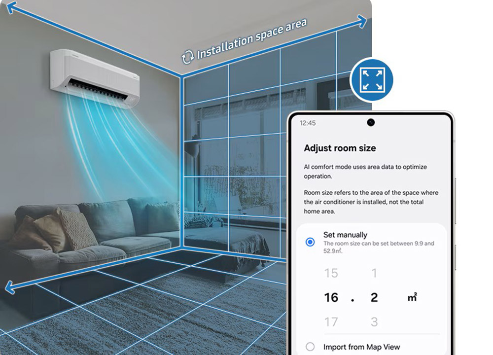 Máy Lạnh Samsung Bespoke AI AR60H13D1MW kết nối WiFi, điều khiển qua ứng dụng SmartThings
