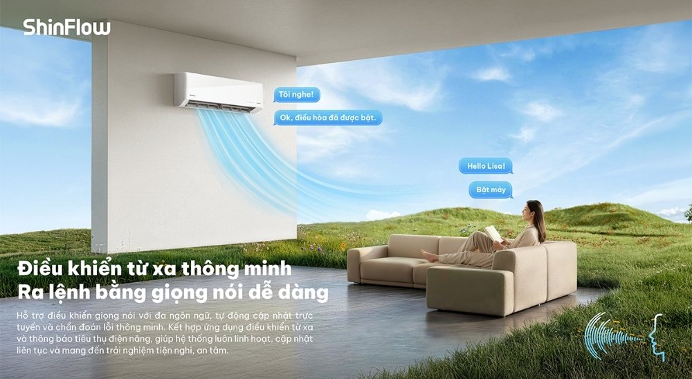 Máy Lạnh ShinFlow 1.5 Hp SW13IAA4DI-5VN điều khiển bằng giọng nói