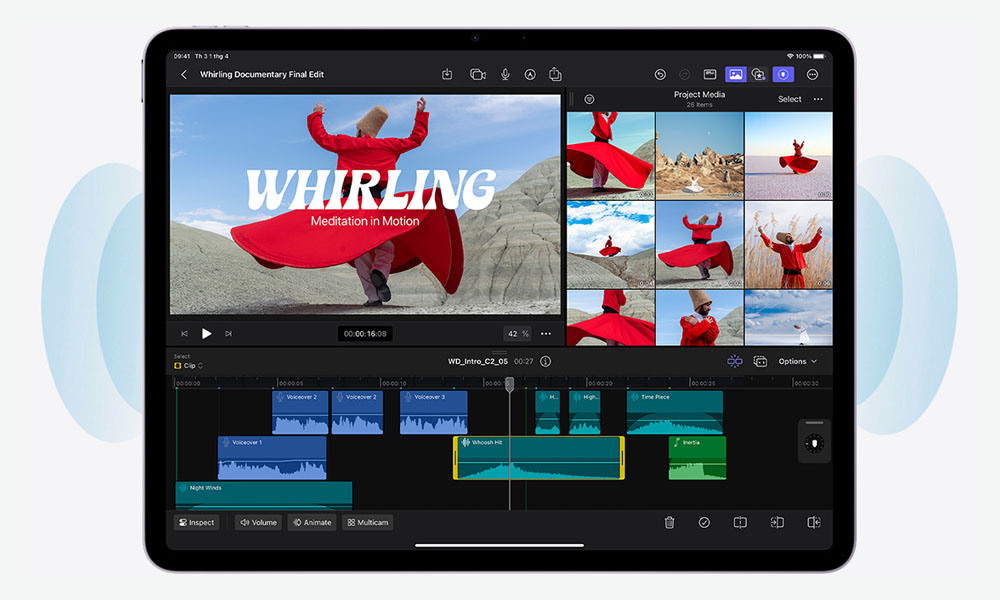 iPad Air M3 11 inch WiFi được tích hợp hai micrô và loa stereo