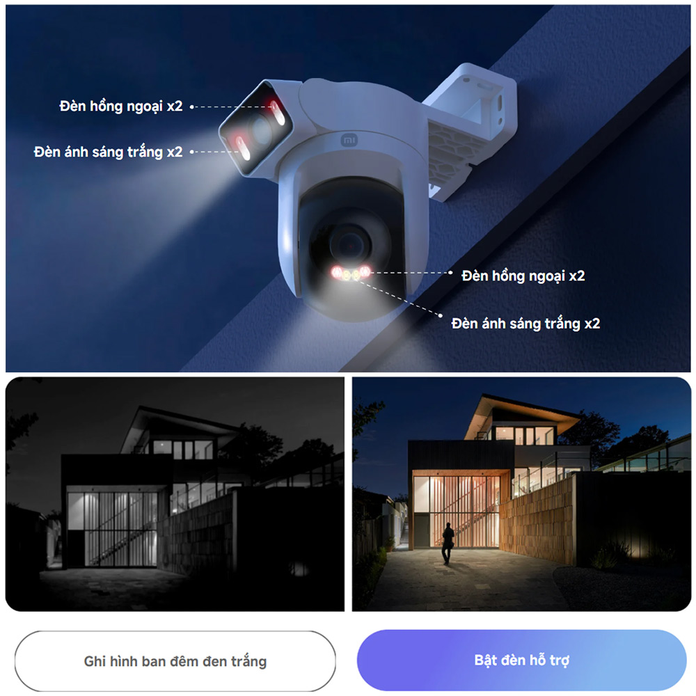 Hệ thống 8 đèn hỗ trợ Xiaomi Camera CW500 Dual EU
