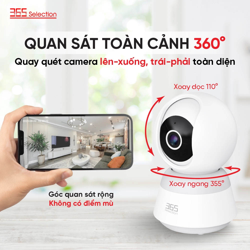 Khả năng xoay 360° giúp mở rộng phạm vi quan sát đáng kể