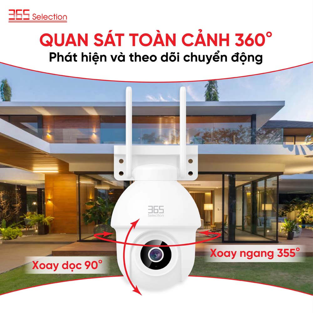 Camera IP 365 Selection OC2 có thể xoay dọc 90 độ và xoay ngang 255 độ