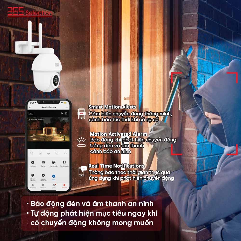 Camera IP 360 Độ 365 Selection OC2 báo động âm thanh an ninh