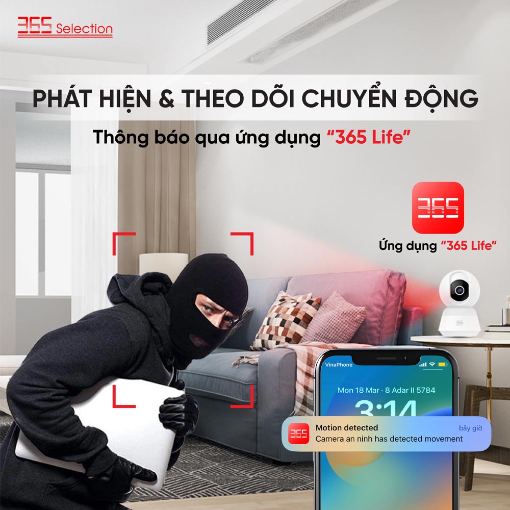 Camera IP 365 Selection C2 tích hợp tính năng phát hiện chuyển động 