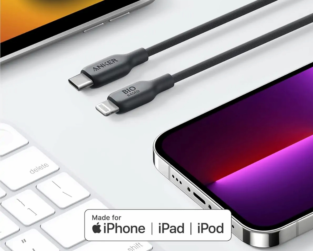 Cáp Sạc Anker 542 C-L 1.8m TPE Bio-Based tương thích Apple
