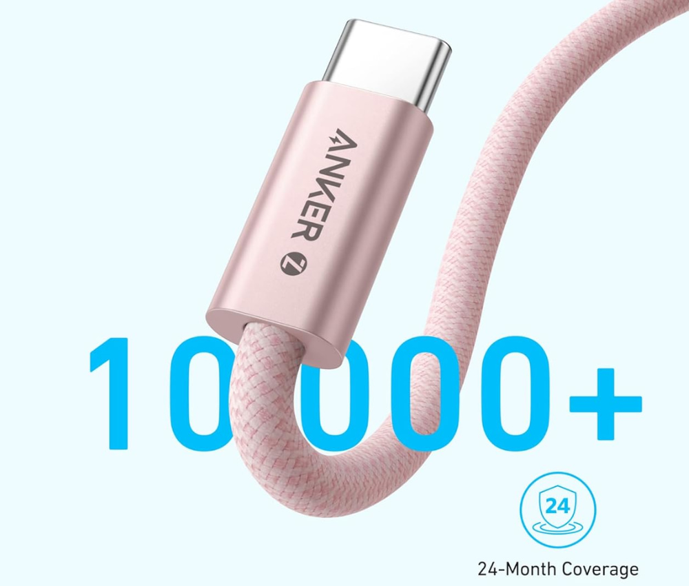 Cáp sạc Anker Zolo C-C 1m Nylon Hồng bền bỉ