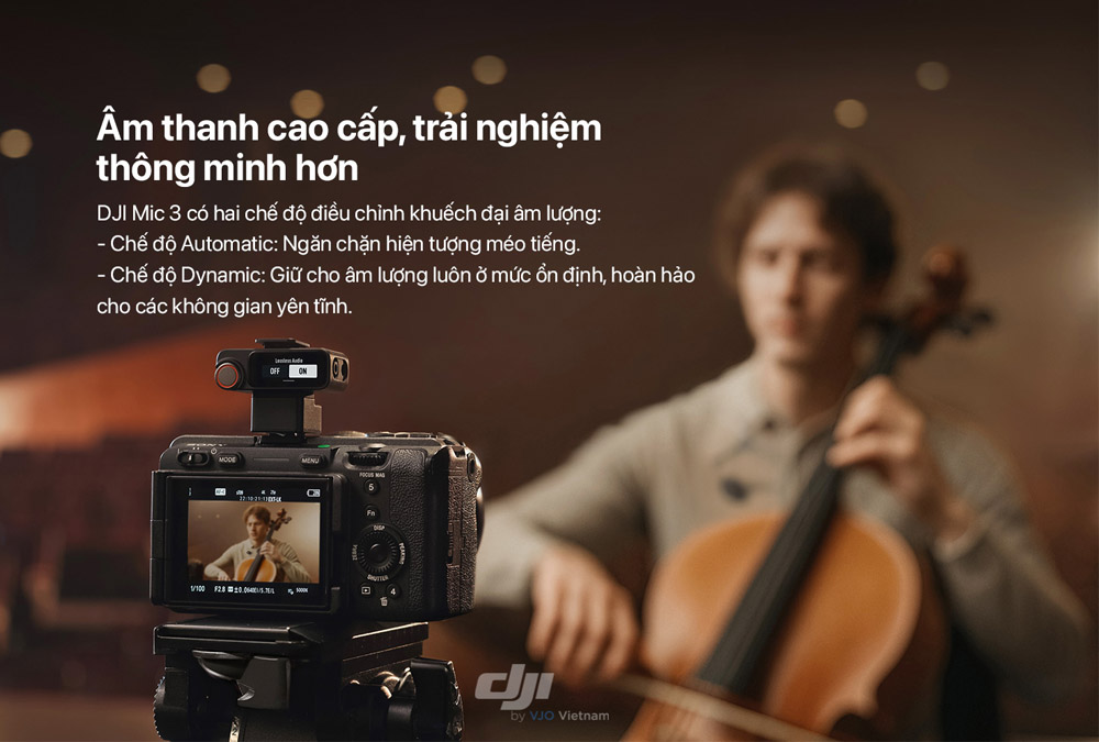 DJI Mic 3 trang bị hai chế độ điều chỉnh độ khuếch đại thông minh 