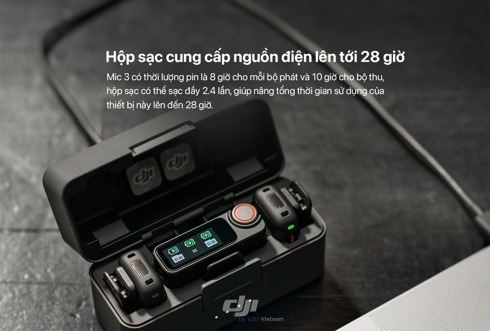 Thiết Bị Thu Âm Không Dây DJI Mic 3 sở hữu thời lượng pin ấn tượng