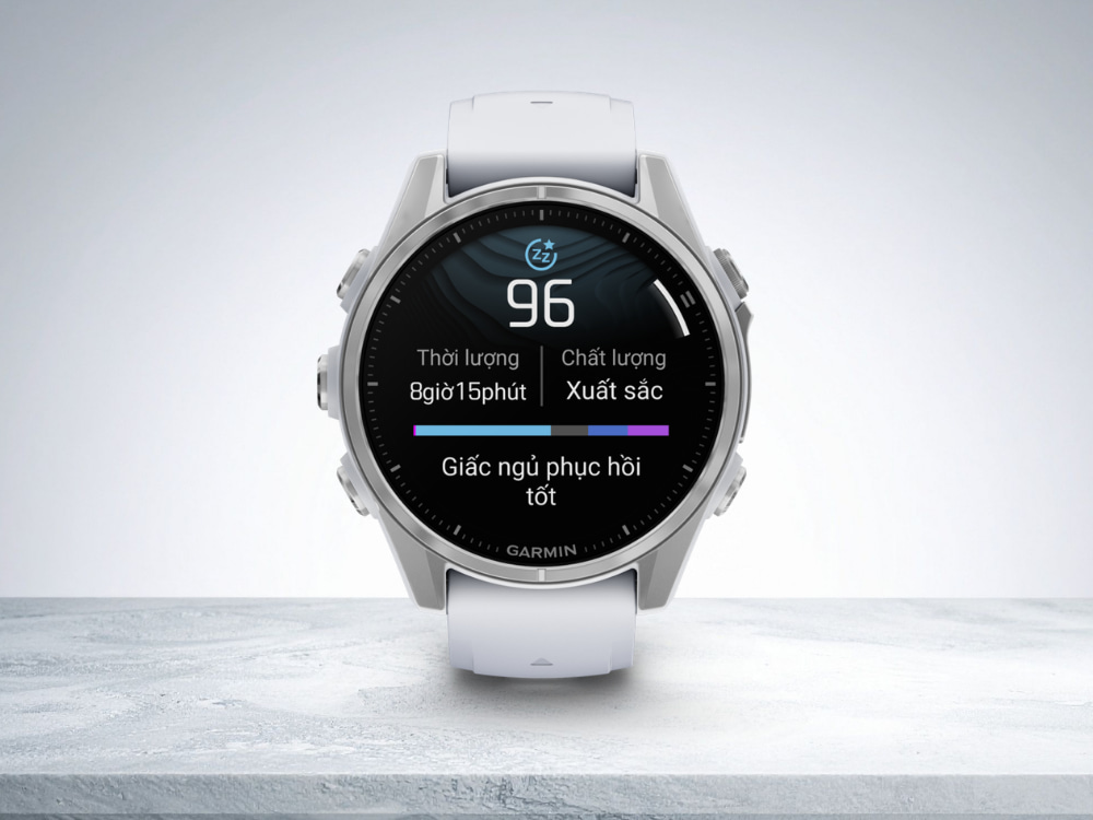 Garmin Fenix 8 43mm Viền Thép Dây silicone theo dõi sức khỏe