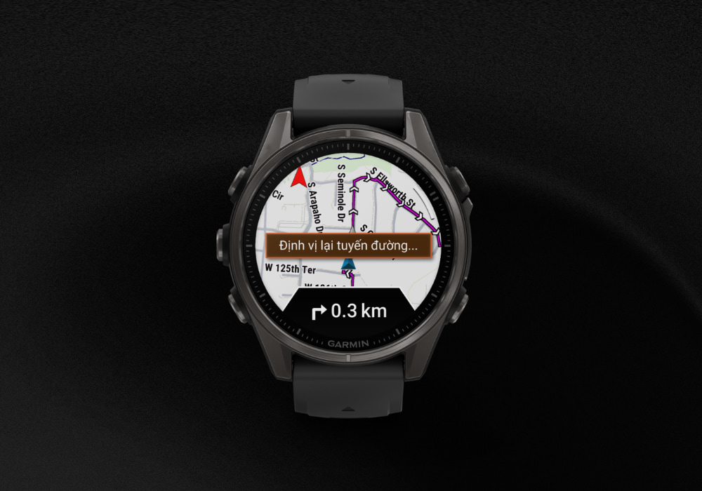 Màn hình Garmin Fenix 8 Sapphire 43mm viền Titanium Dây Silicone