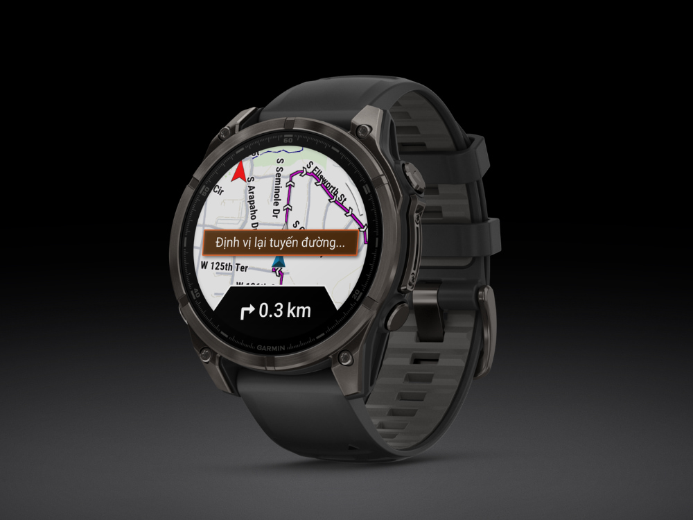 Màn hình Garmin Fenix 8 Sapphire 47mm Viền Titanium Dây Silicone