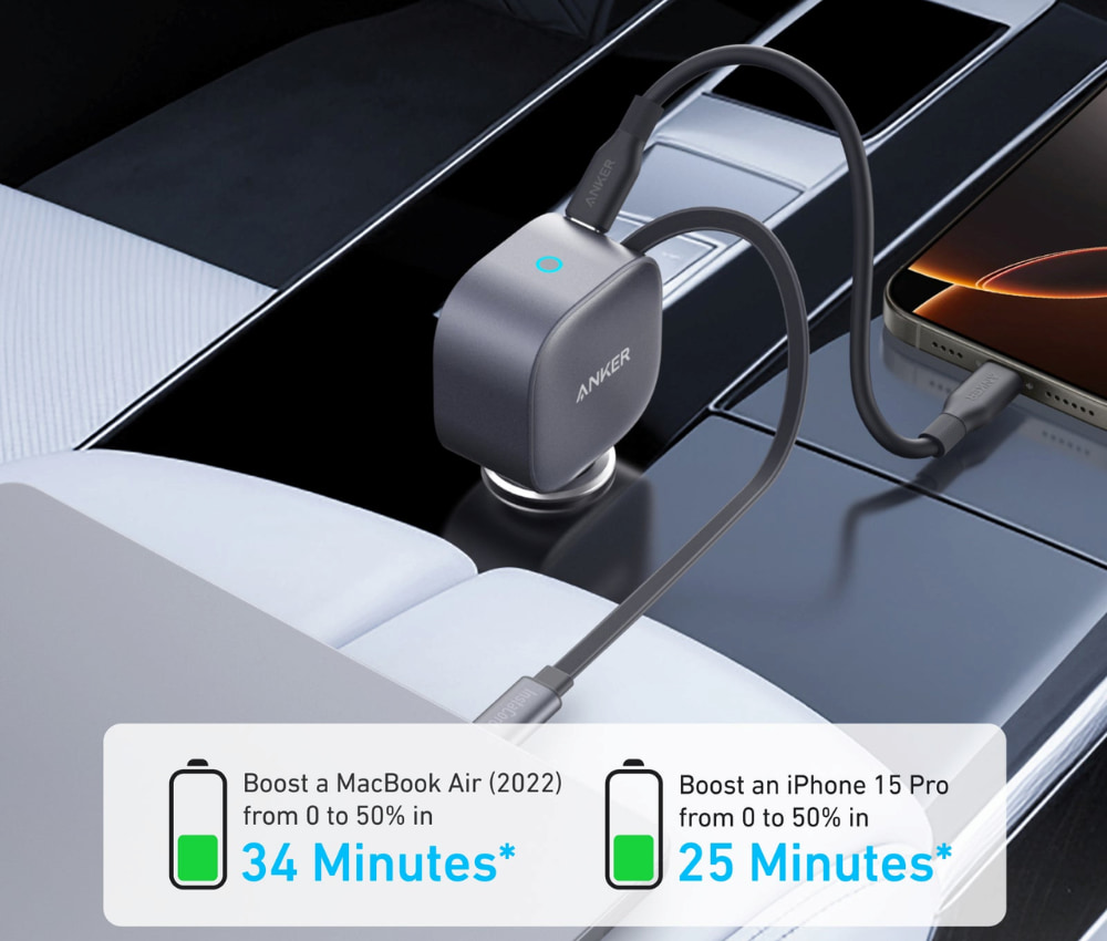 Tẩu sạc ô tô Anker Nano 1C 75W USB-C có 2 đầu ra