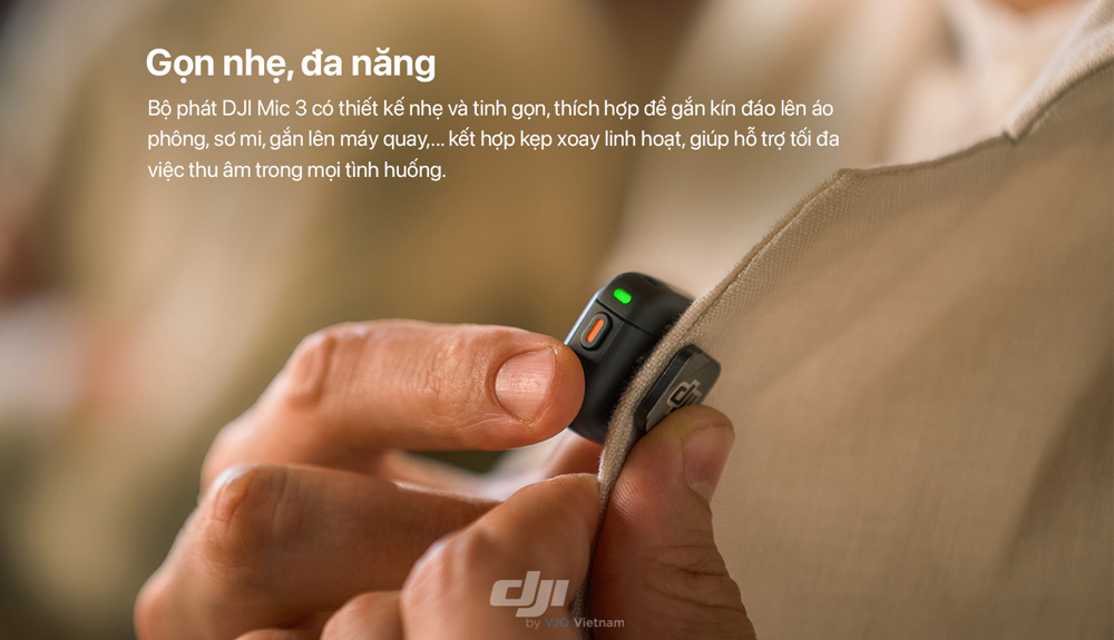 Bộ phát của Thiết Bị Thu Âm Không Dây DJI Mic 3 sở hữu