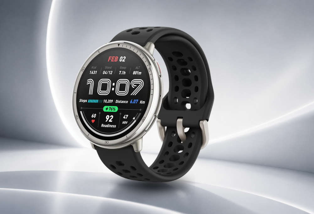 Thiết kế Amazfit Active 2 Round Đen Silicone