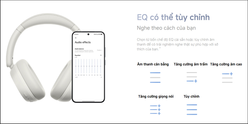 Xiaomi Redmi Headphones Neo hỗ trợ bốn chế độ EQ cài đặt sẵn