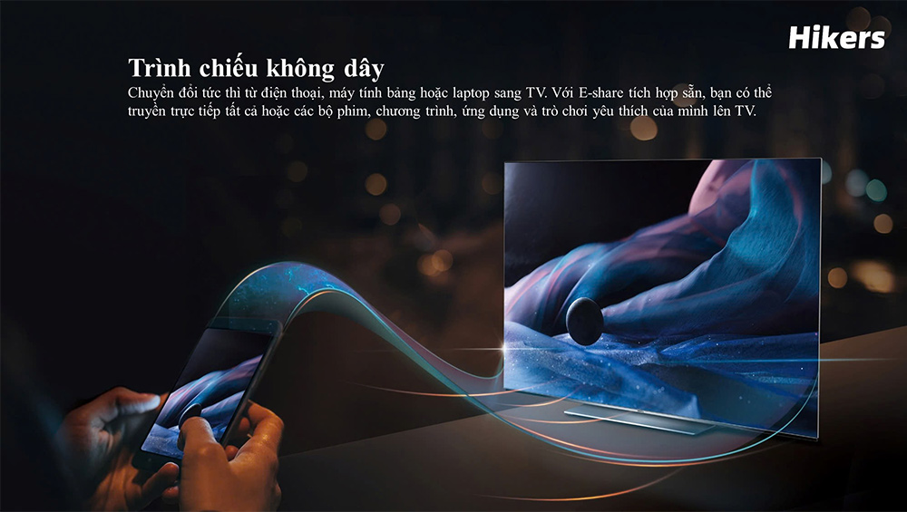 Trình chiếu nội dung không dây Tivi Hikers 4K 55 Inch HK55A500UA