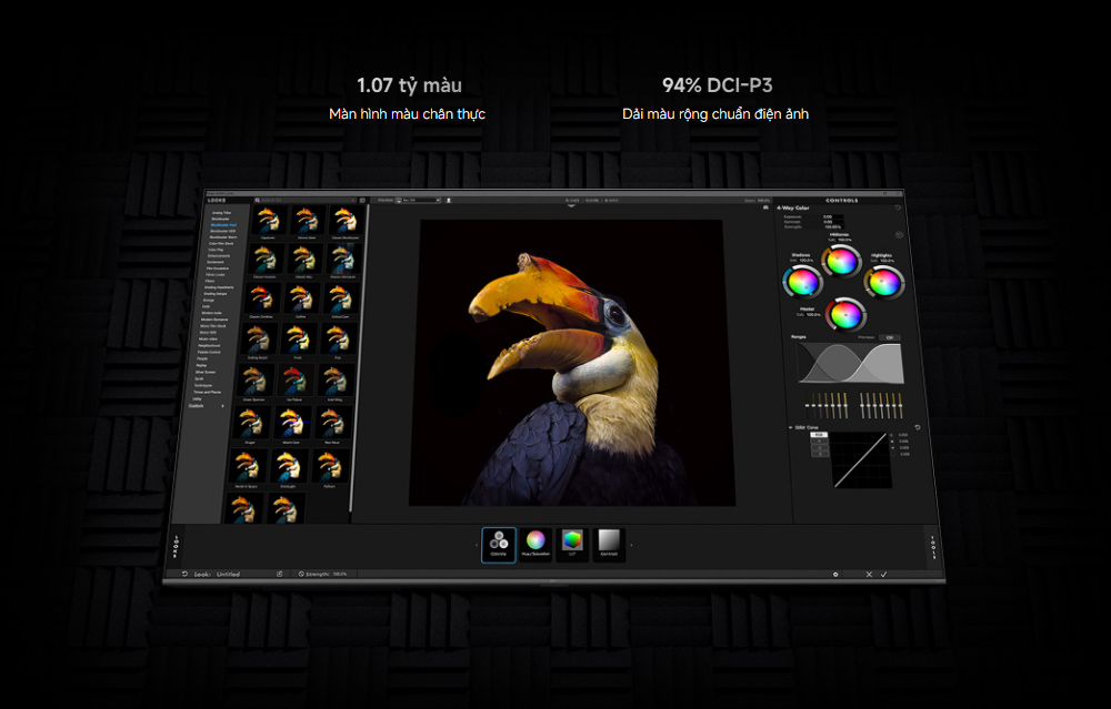 Khả năng hiển thị đến 1.07 tỷ màu cùng độ phủ 94% dải màu DCI-P3
