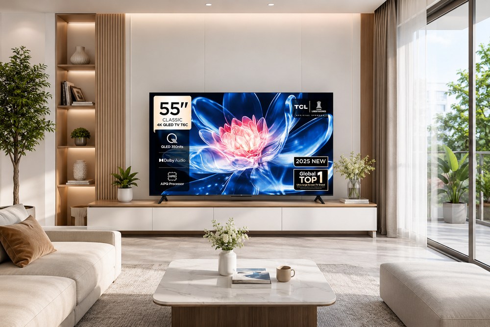 Thiết kế hiện đại Tivi TCL QLED 4K 55 Inch 55T6C