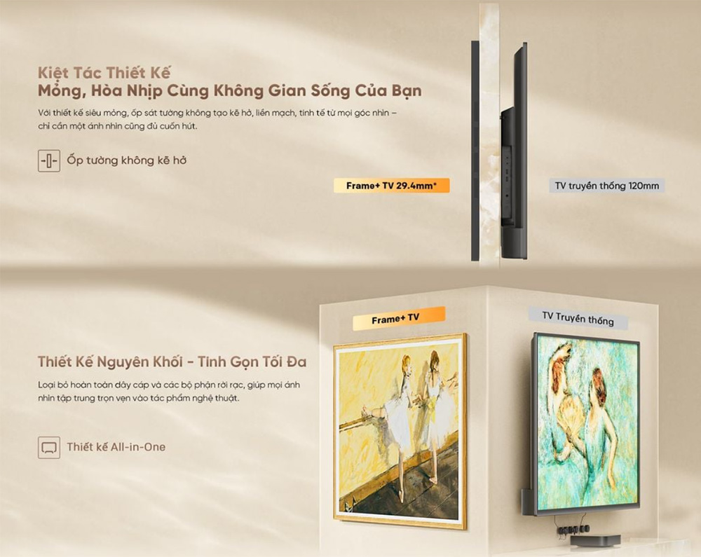 Thiết kế mỏng tinh tế Google Tivi QLED Coocaa 65L75