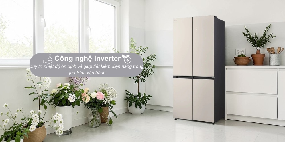 Công nghệ Inverter giúp tủ lạnh LG F51EG vận hành êm ái, tiết kiệm điện năng