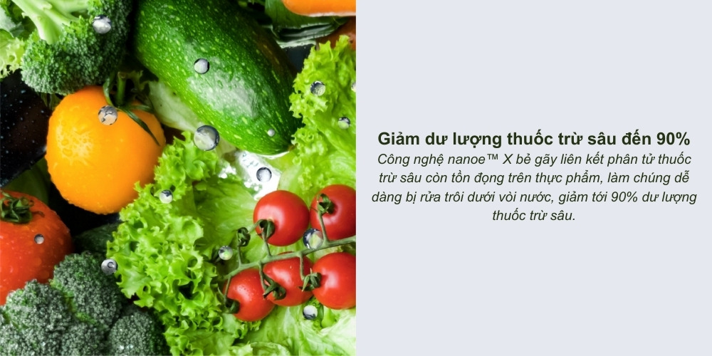 Công nghệ Nanoe-X diệt khuẩn, khử mùi, giảm dư lượng thuốc trừ sâu hiệu quả