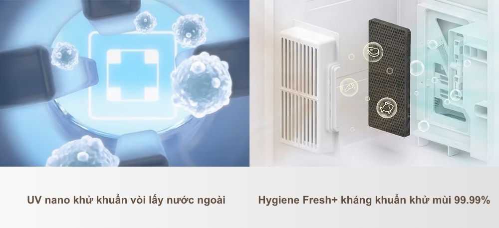 Công nghệ UV nano và HygieneFresh+ kháng khuẩn khử mùi hiệu quả