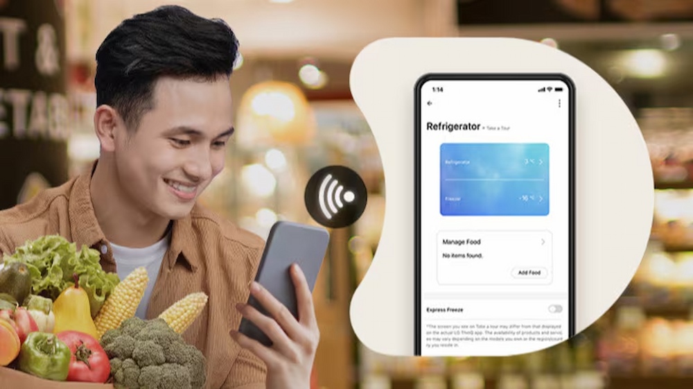 Kết nối Wi-Fi LG ThinQ hỗ trợ điều khiển tủ lạnh LG B33BGA từ xa