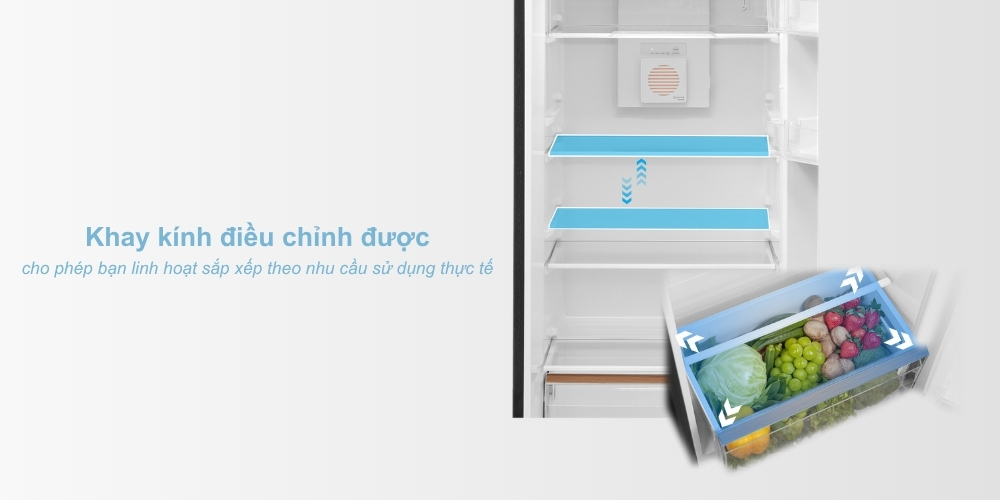Khay kệ tủ lạnh 271 Lít GR-RT349WE-PMV(68) điều chỉnh dễ dàng để lưu trữ thực phẩm lớn