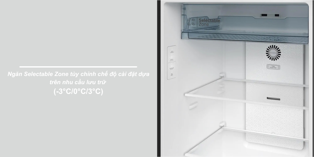 Ngăn Selectable Zone tủ lạnh 407 Lít HRTN6443SAGBKVN tùy chỉnh nhiệt độ theo nhu cầu