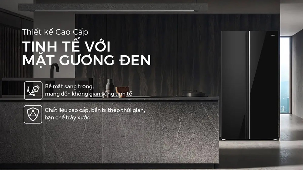 Tủ Lạnh Aqua AQR-S682XA(GB) làm nổi bật không gian bếp