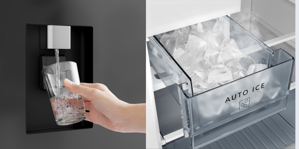 Tủ Lạnh Inverter NR-BV331WGKV làm đá tự động và cho phép lấy nước ngoài