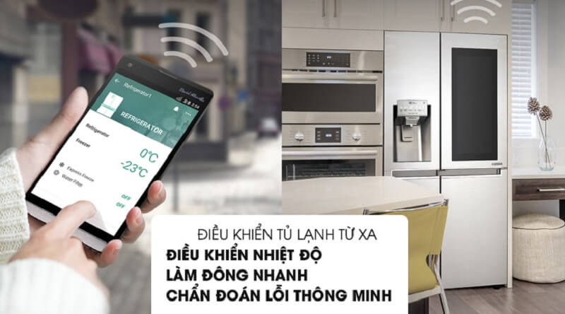 Tích hợp WIFI - Smart ThinQ có thể điều khiển tủ lạnh trên điện thoại