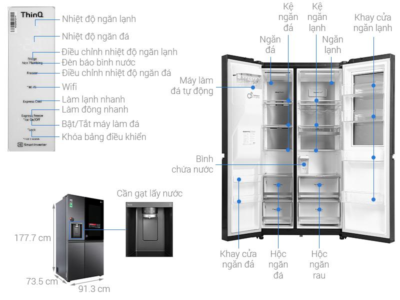 Tủ Lạnh LG Inverter 635 Lít GR-X257MC phù hợp cho gia đình trên 7 thành viên