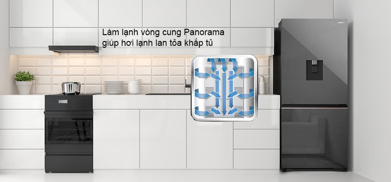 Làm lạnh vòng cung Panorama giúp hơi lạnh lan tỏa khắp tủ