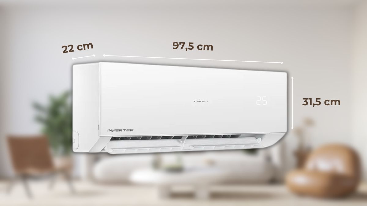 Kích thước máy lạnh Aqua Inverter 2.5 Hp AQA-RV24QA
