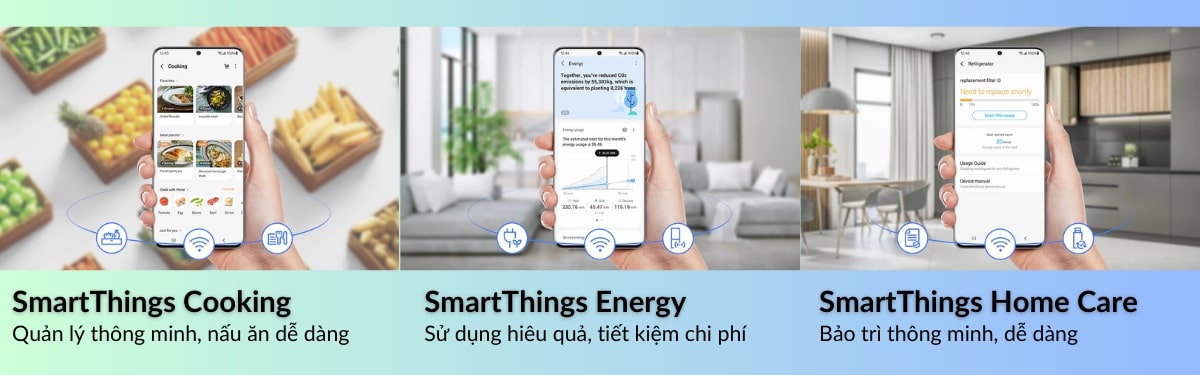 Quản lý tủ lạnh Samsung Inverter 648 Lít RF59C766FB1/SV qua SmartThings App
