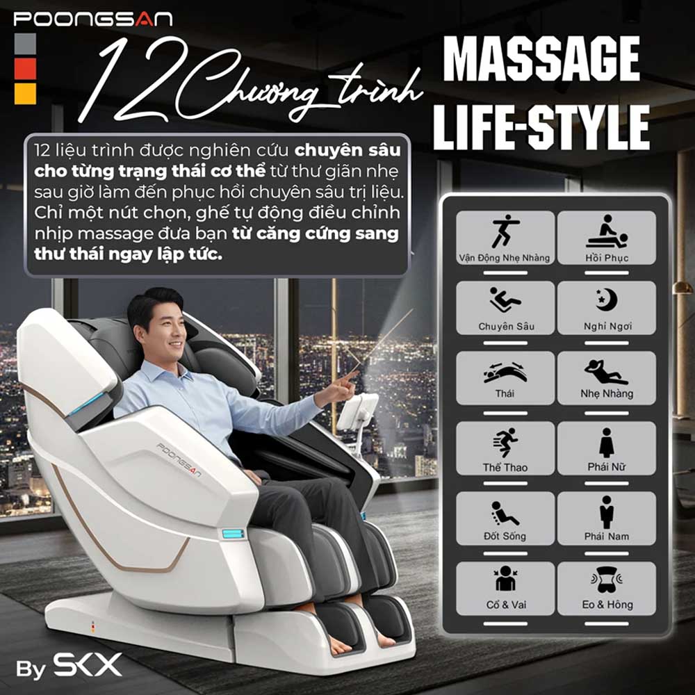 12 chương trình massage Life-Style phù hợp nhiều thói quen sử dụng